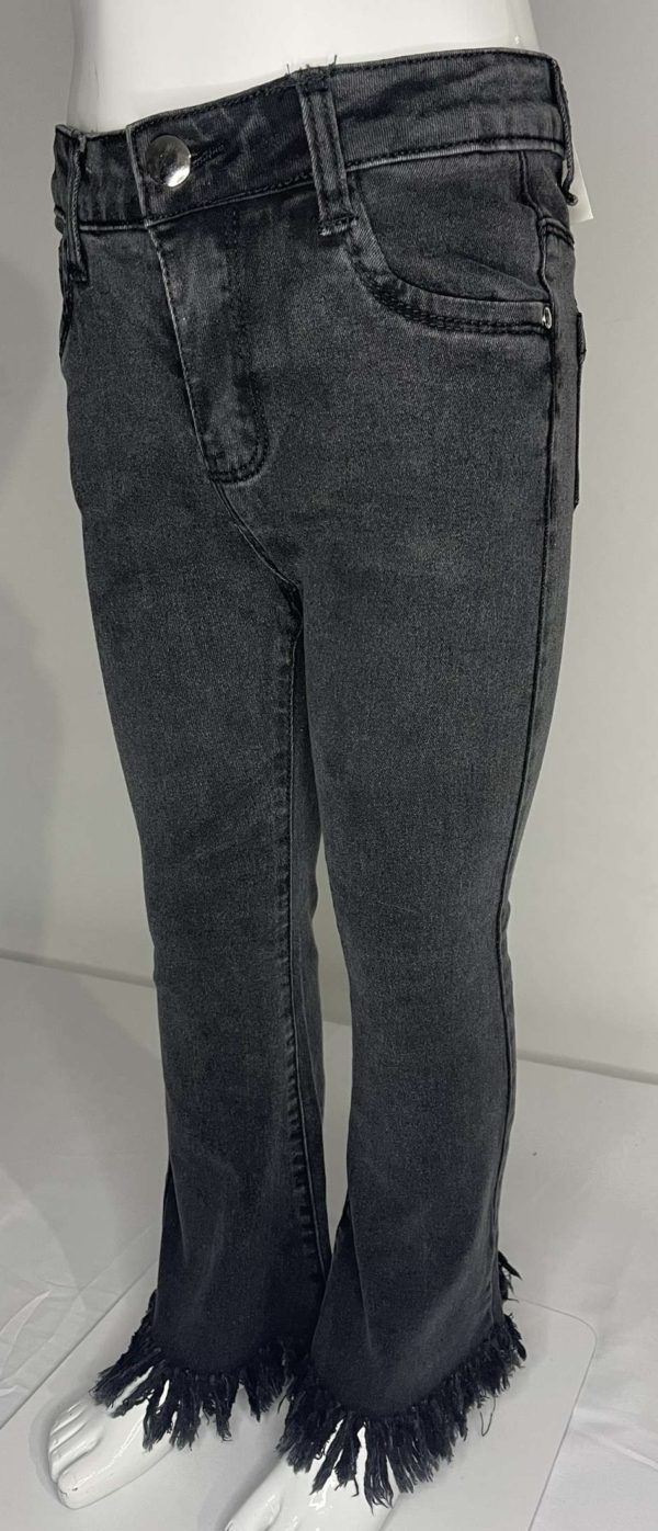 PHOTO 1 JEANS A FRANGES NOIRS ET GRIS
