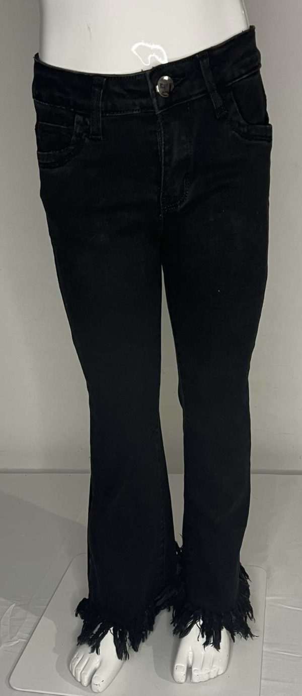 PHOTO 1 JEANS A FRANGES NOIRS ET GRIS